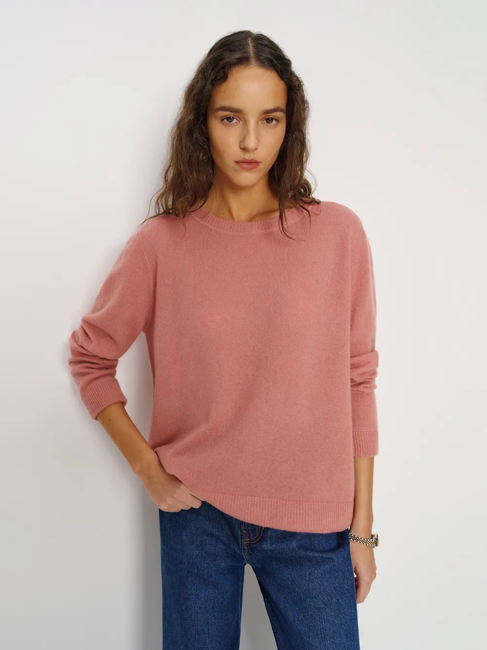 Reformation Cozy Crewneck Sweater in Dusty Rose